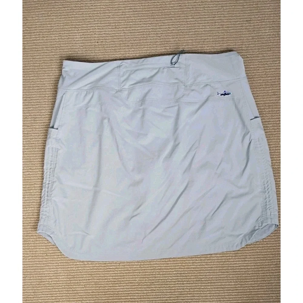 Patagonia Strider Skort Tech Fitz Roy Trout Log Adjustable Cinch Sides Gray Sz L